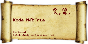 Koda Márta névjegykártya